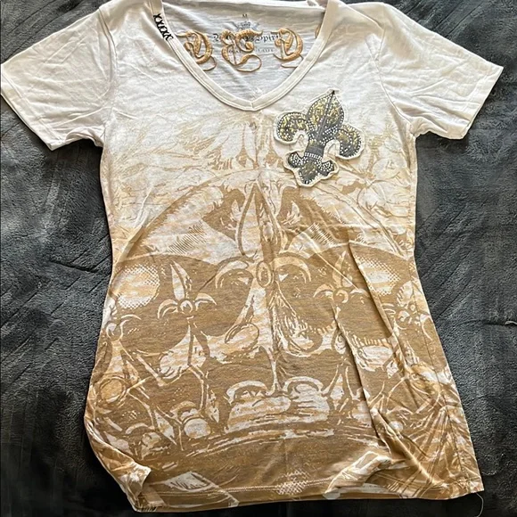 Rebel Spirit Women's White and Gold Embellished Top - Picture 2 of 3